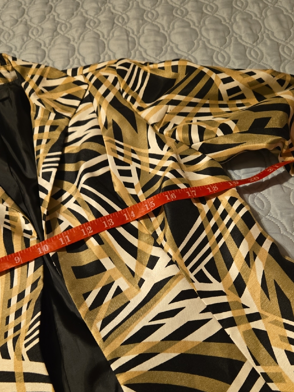 Kasper Black Blazer with Gold & Cream Geometric Accents - Picture 4 of 5